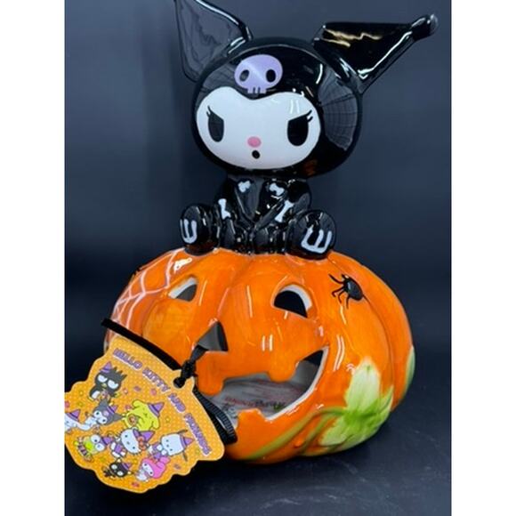 Kuromi On Pumpkin T-Light Holder Halloween Black Hello Kitty - Picture 1 of 9